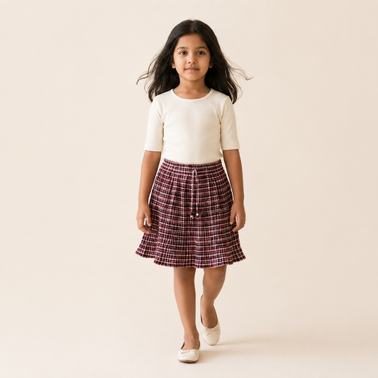 Gathered Skirt - Berry Gingham