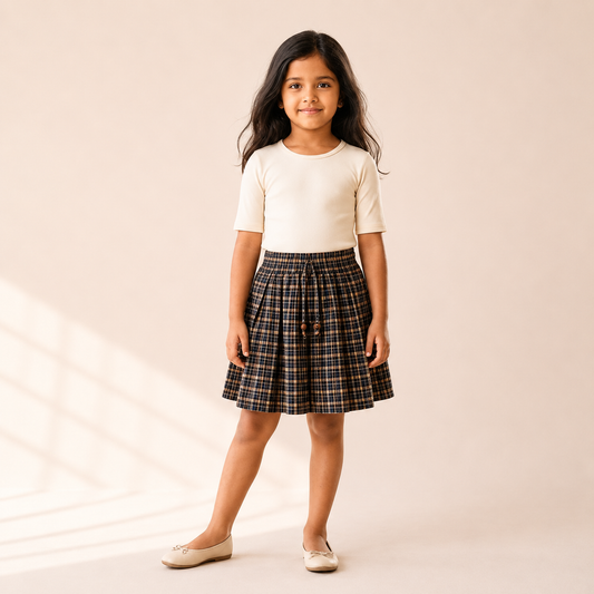 Gathered Skirt - Forest Green Tartan
