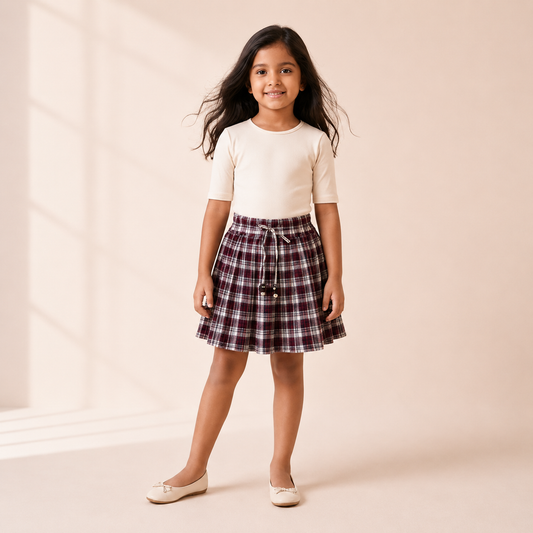 Gathered Skirt - Midnight Plaid