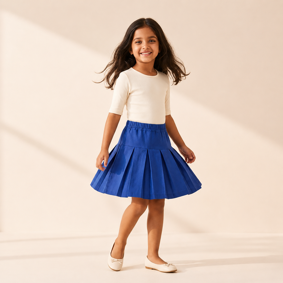 Classic Blue - Box Pleat Skirt
