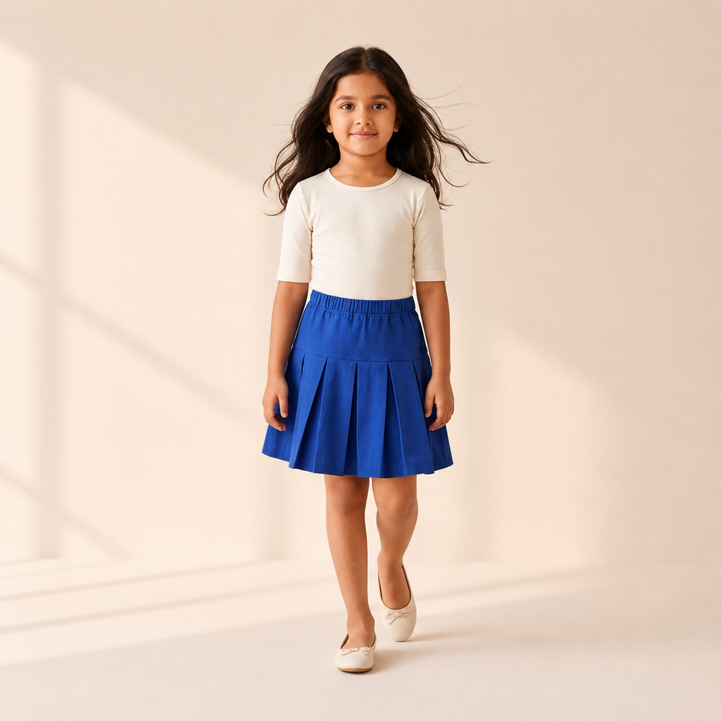 Classic Blue - Box Pleat Skirt