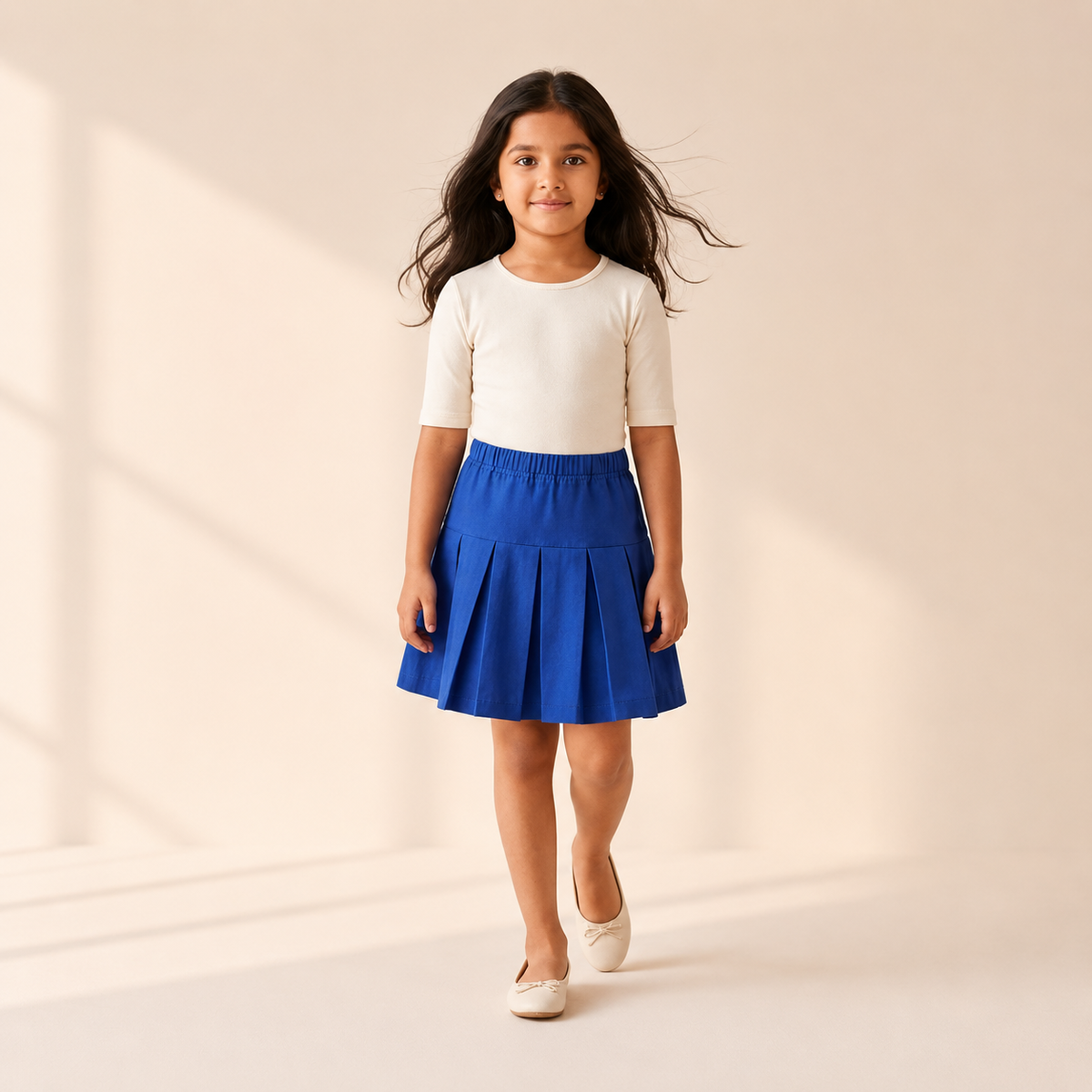 Classic Blue - Box Pleat Skirt
