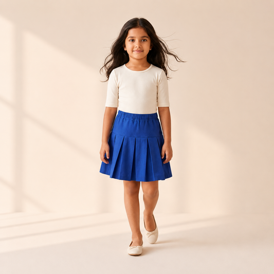 Box Pleat Skirt - Classic Blue