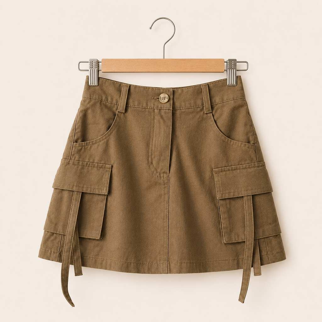 Khaki Solid - Cargo Skirt