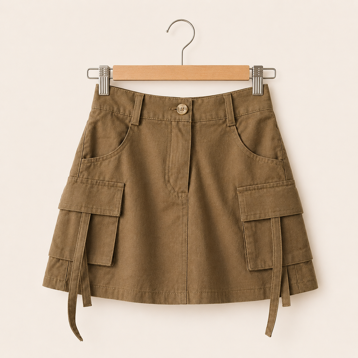 Girls Khaki Cargo Skirt with Pockets | ZDOYA