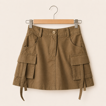 Cargo Skirt - Khaki Solid