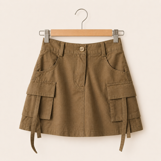 Cargo Skirt - Khaki Solid