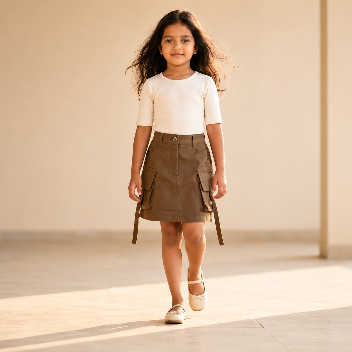 Khaki Solid - Cargo Skirt