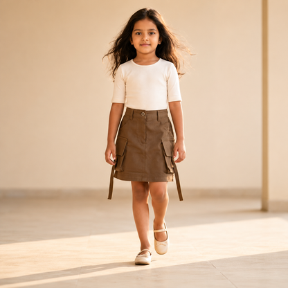 Cargo Skirt - Khaki Solid