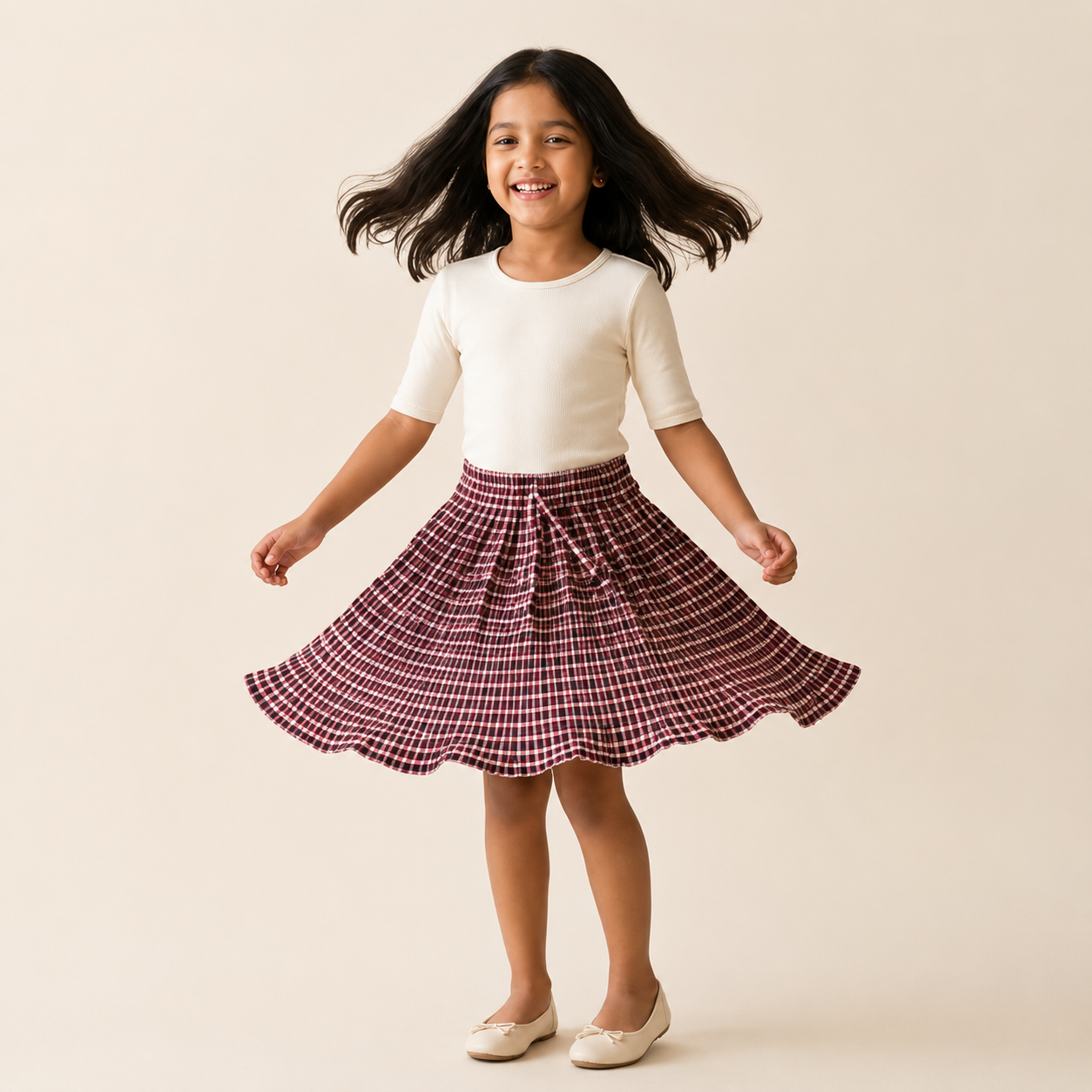 Gathered Skirt - Berry Gingham