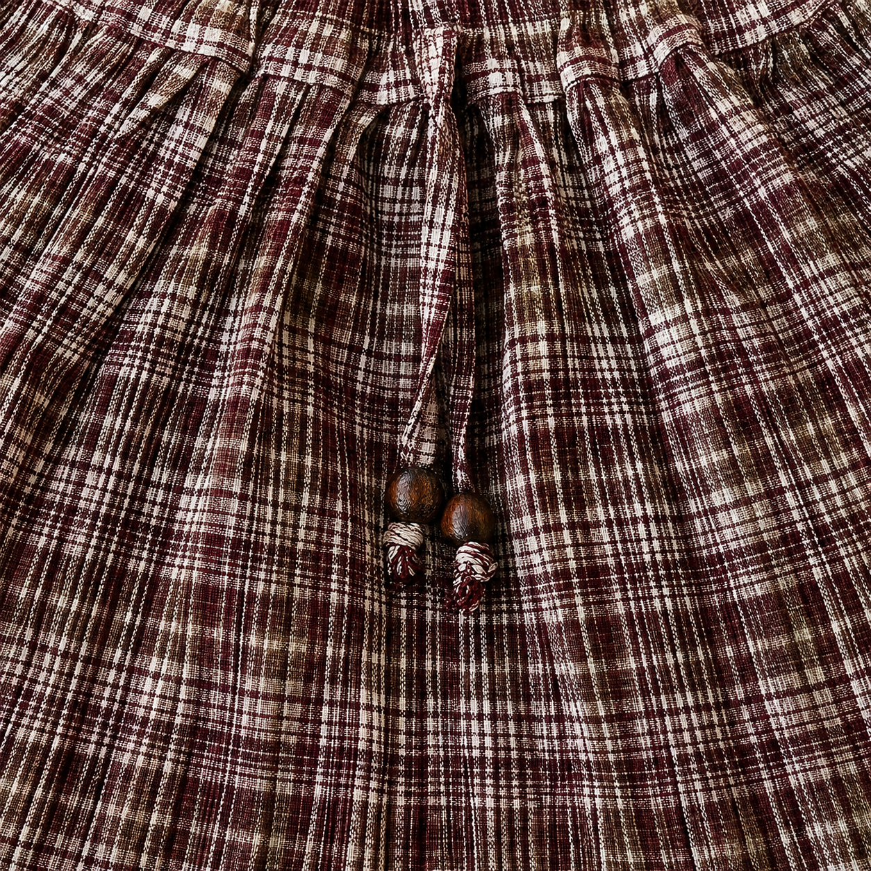 Gathered Skirt – Burgundy Moss Plaid