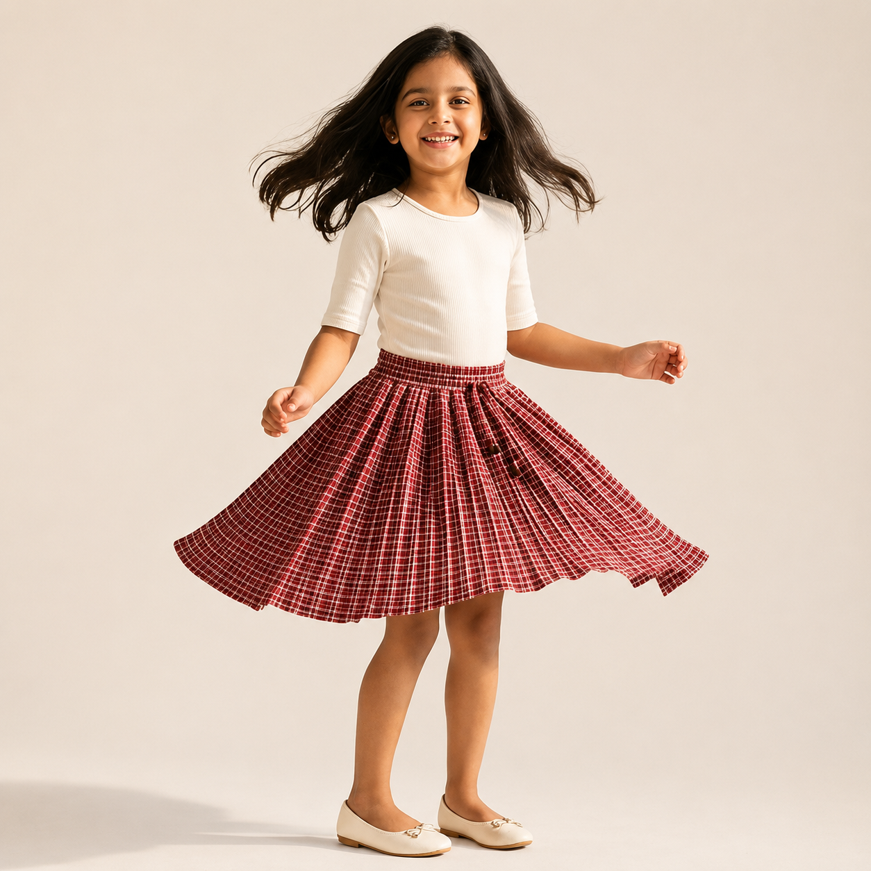 Gathered Skirt - Berry Plaid