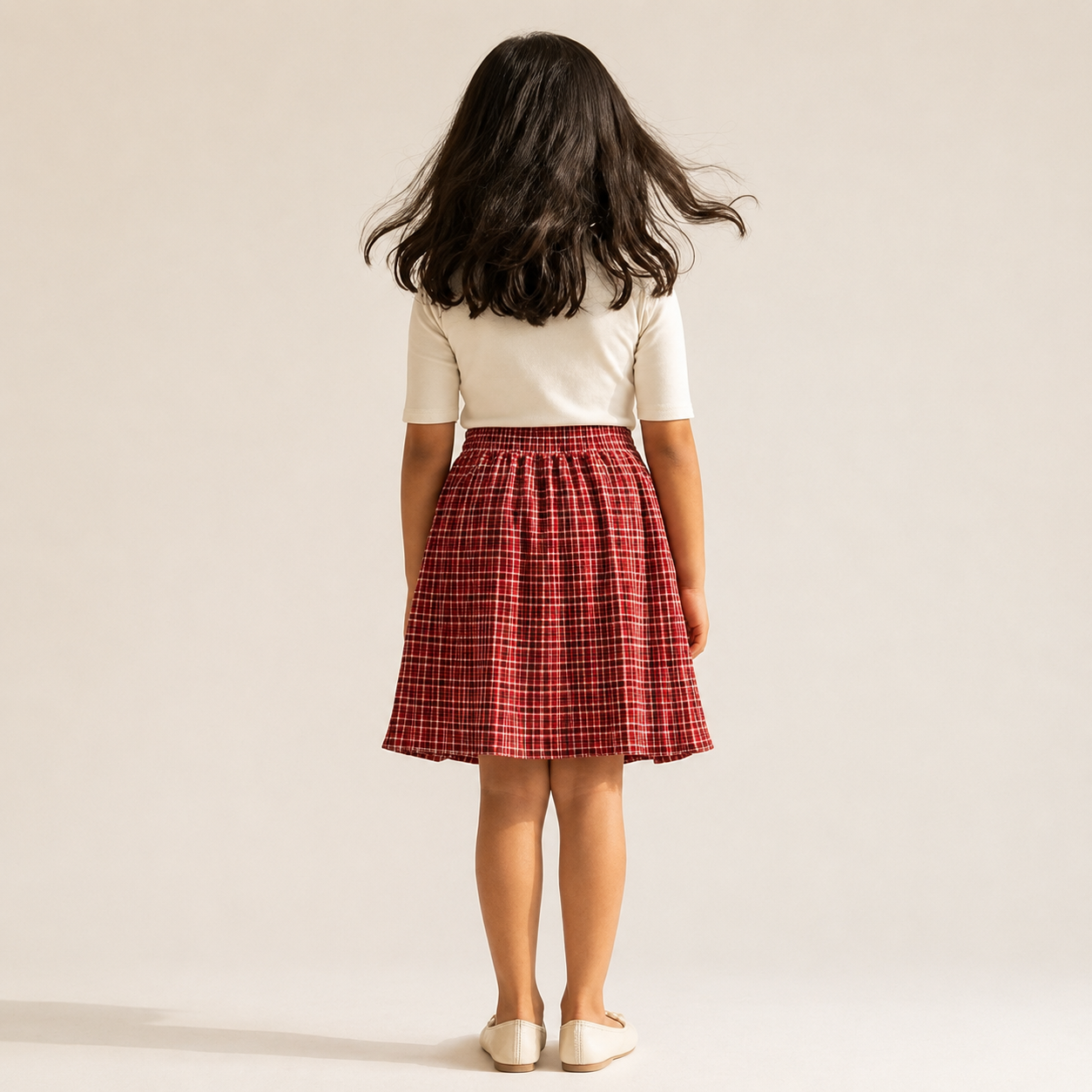 Gathered Skirt - Berry Plaid