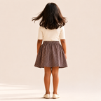 Burgundy Navy Check - Gathered Skirt