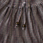 Burgundy Navy Check - Gathered Skirt