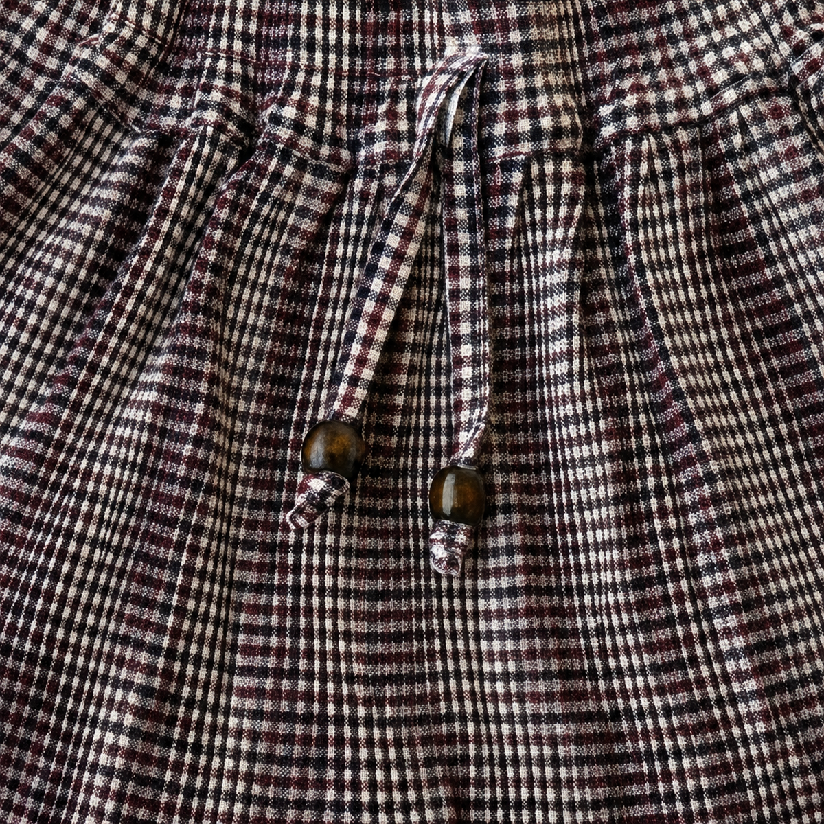 Burgundy Navy Check - Gathered Skirt