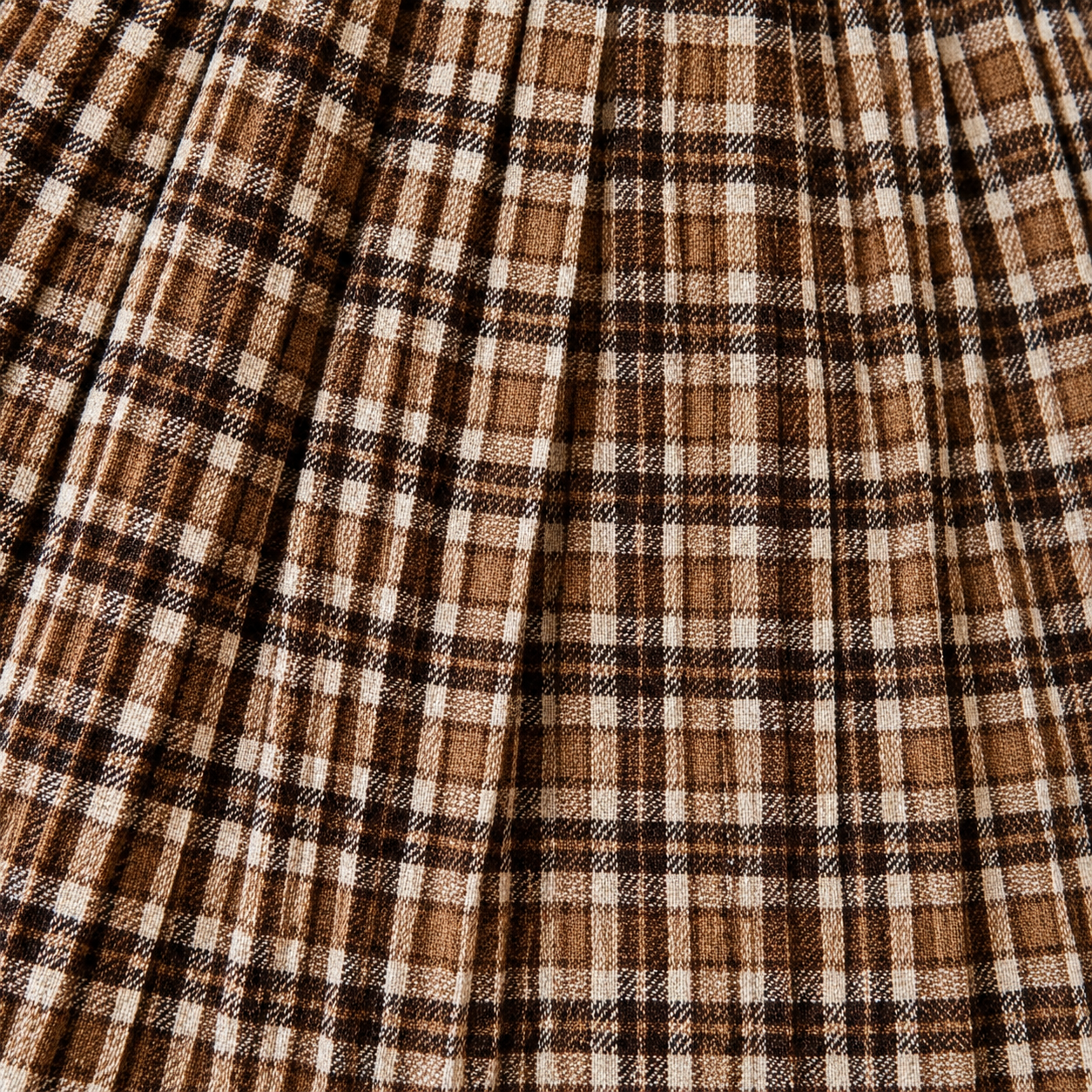 Gathered Skirt - Caramel Plaid