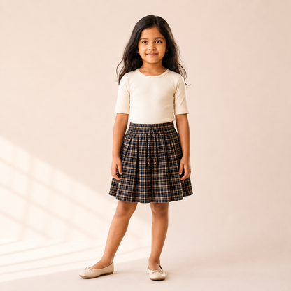 Gathered Skirt - Forest Green Tartan