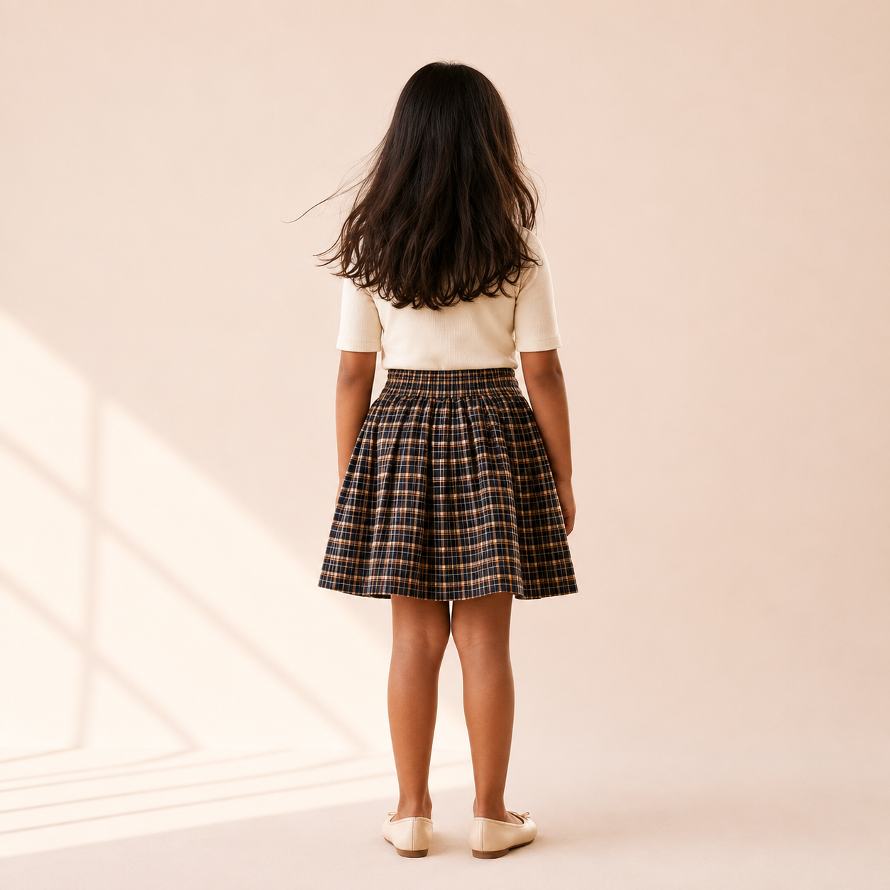 Gathered Skirt - Forest Green Tartan
