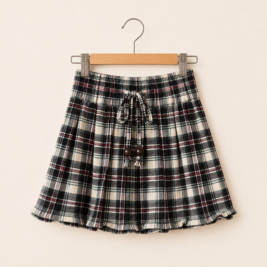 Gathered Skirt - Heritage Black Plaid