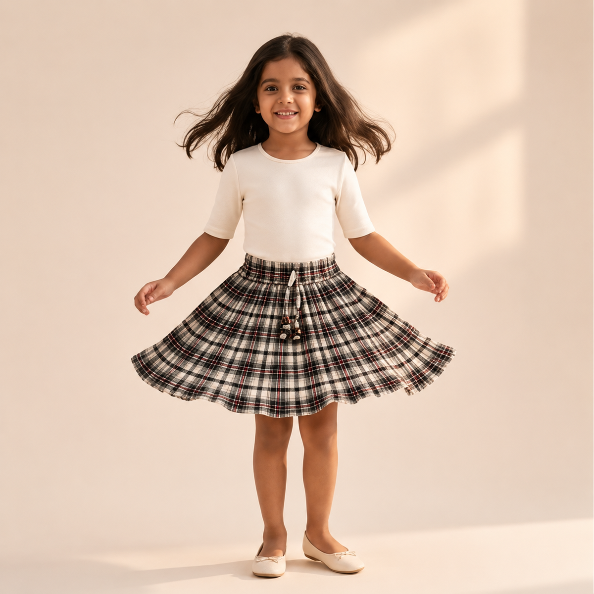 Heritage Black Plaid - Gathered Skirt