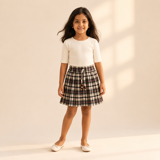 Gathered Skirt - Heritage Black Plaid