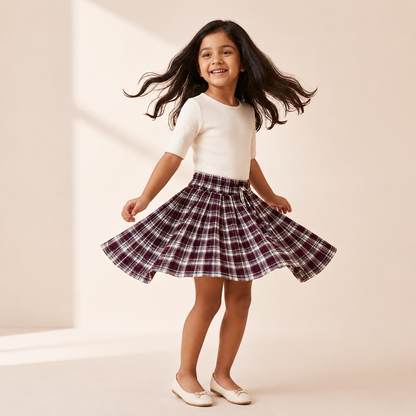 Gathered Skirt - Midnight Plaid