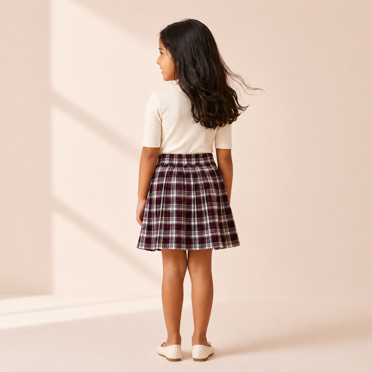 Gathered Skirt - Midnight Plaid