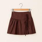 Cocoa linen wrap skirt for girls with wrap-inspired silhouette and natural linen texture